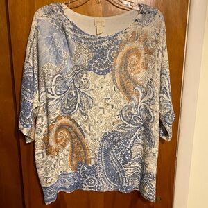 Chico's Multicolor Paisley Women's Blouse/Top, Size (3)